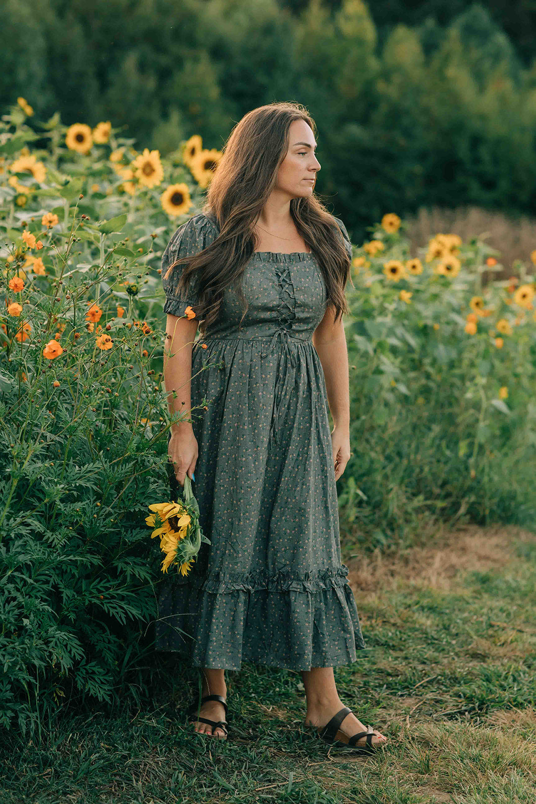charcoal green dress BESSIE SILK BATIK MAXI DRESS CHARCOAL EMERALD