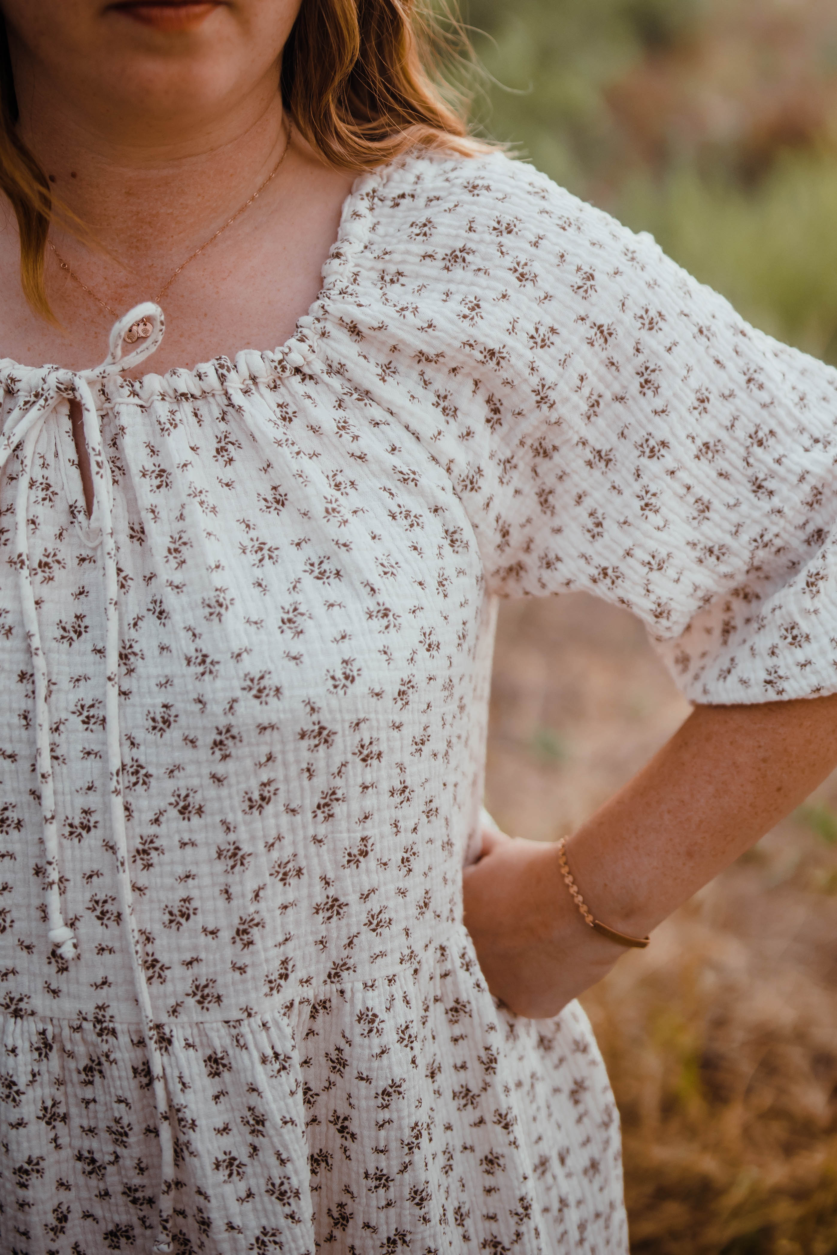 Katelyn dress--brown floral