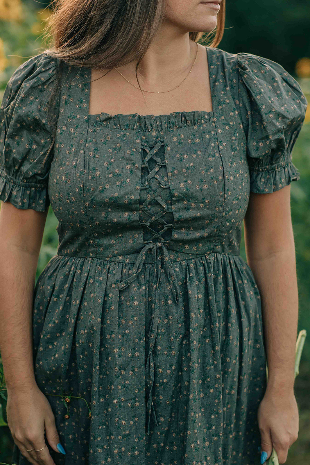 Anya Dress -- Charcoal floral