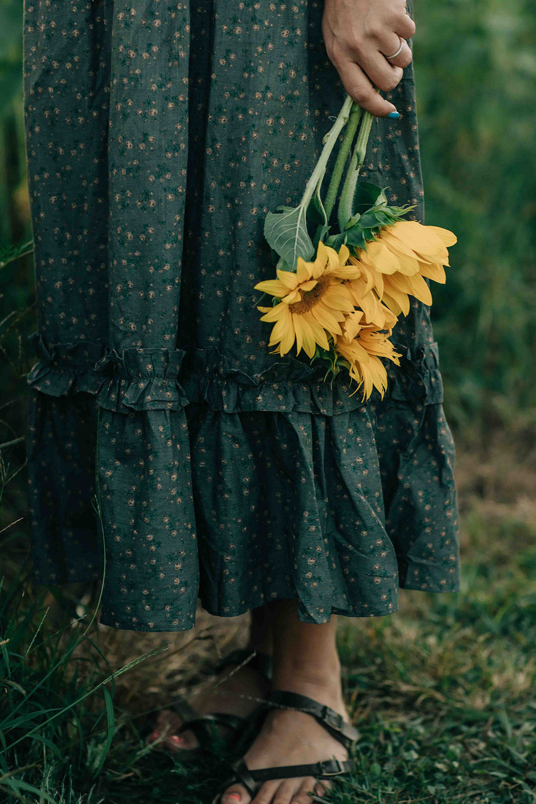 Anya Dress -- Charcoal floral