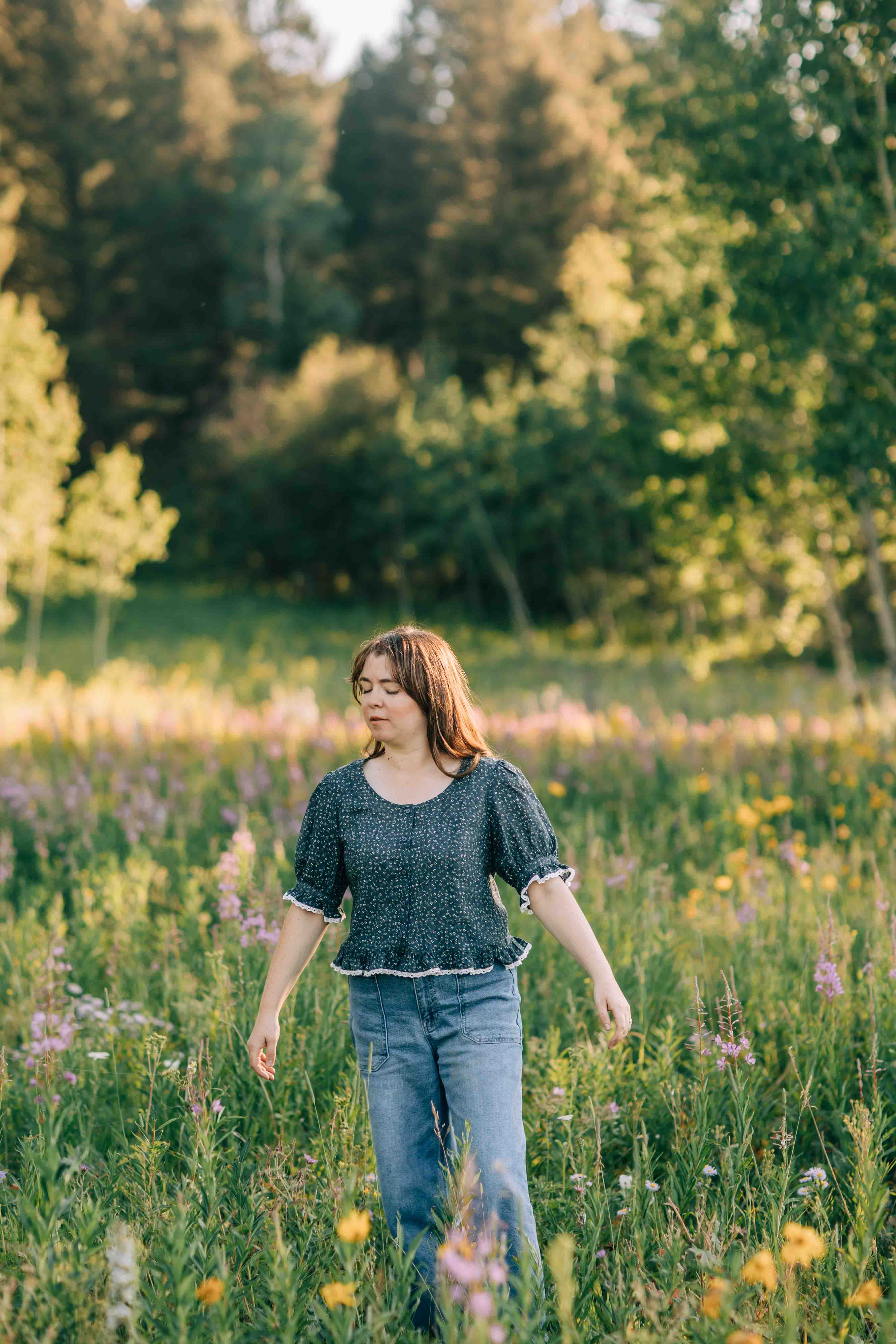 Charlie Top--Navy Floral