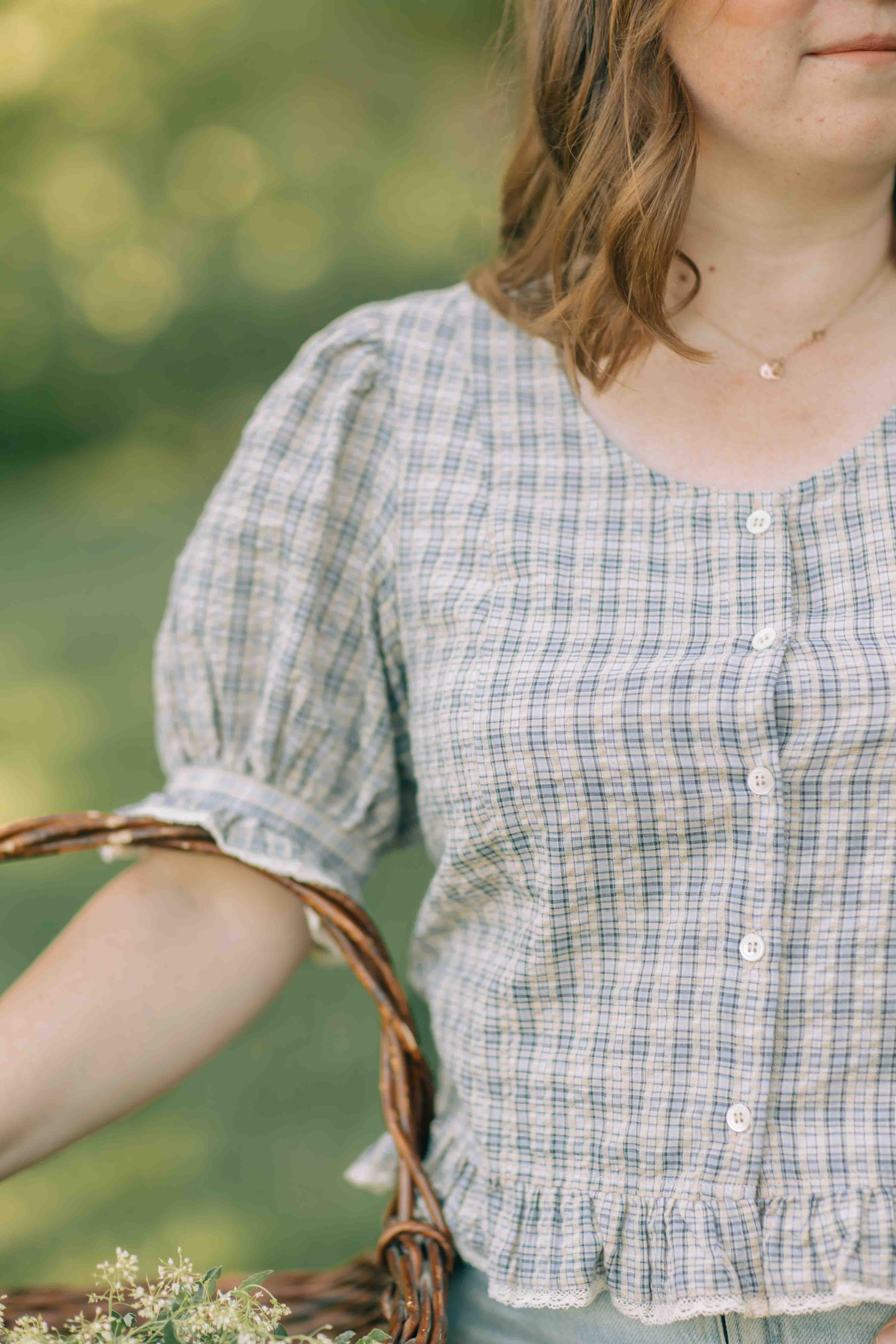 Charlie top--Light Blue Plaid