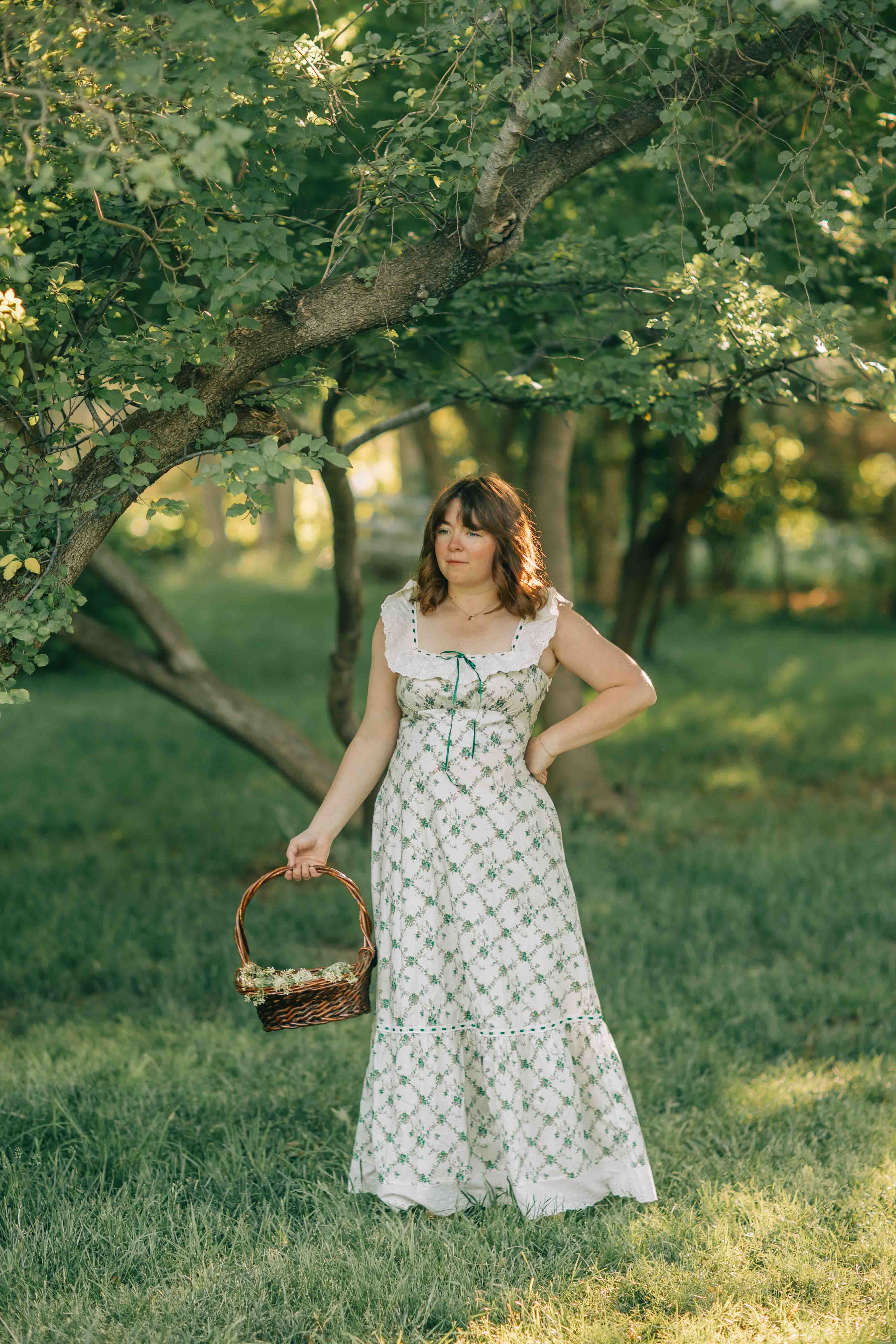 Claire Dress--Green Floral