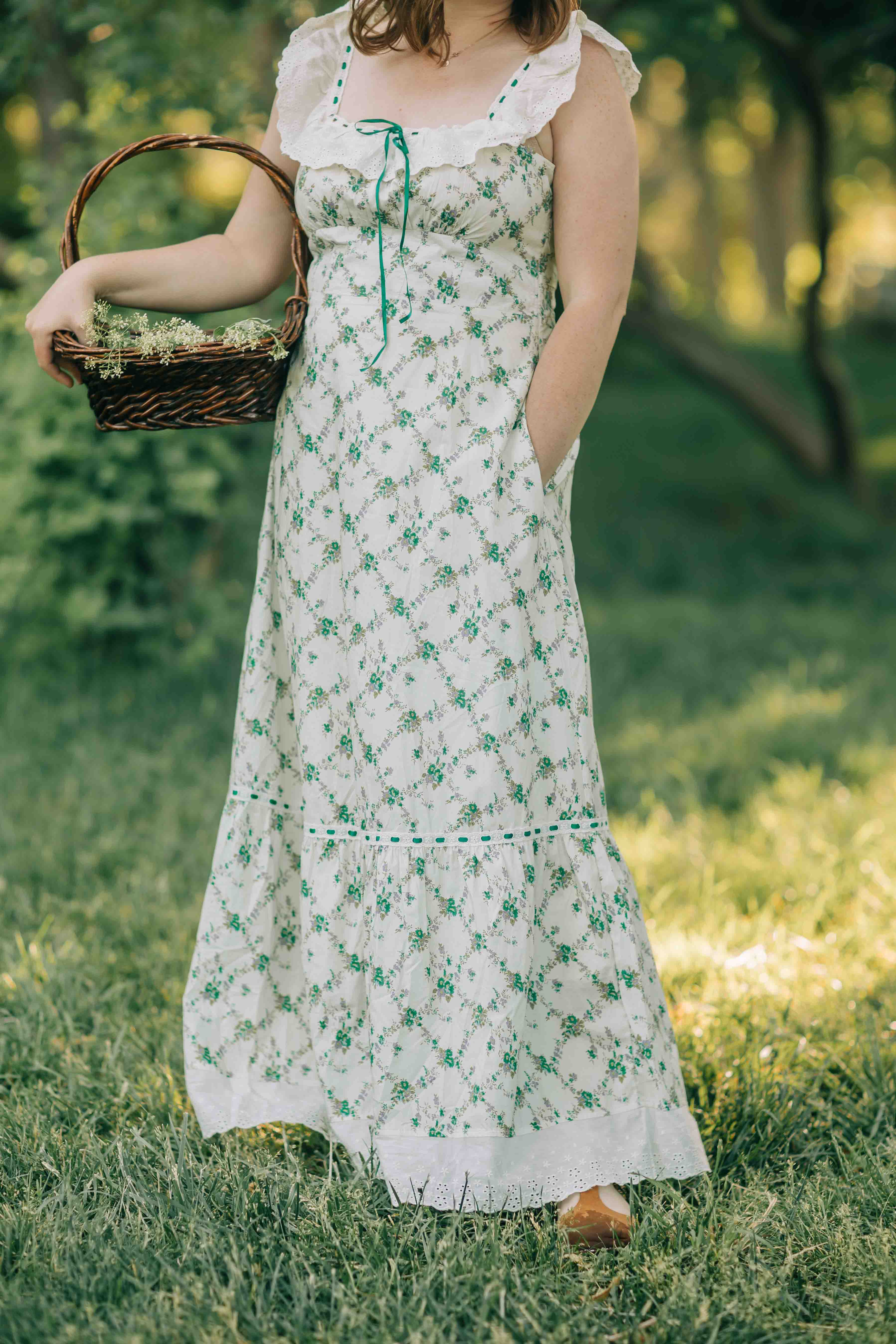 Claire Dress--Green Floral