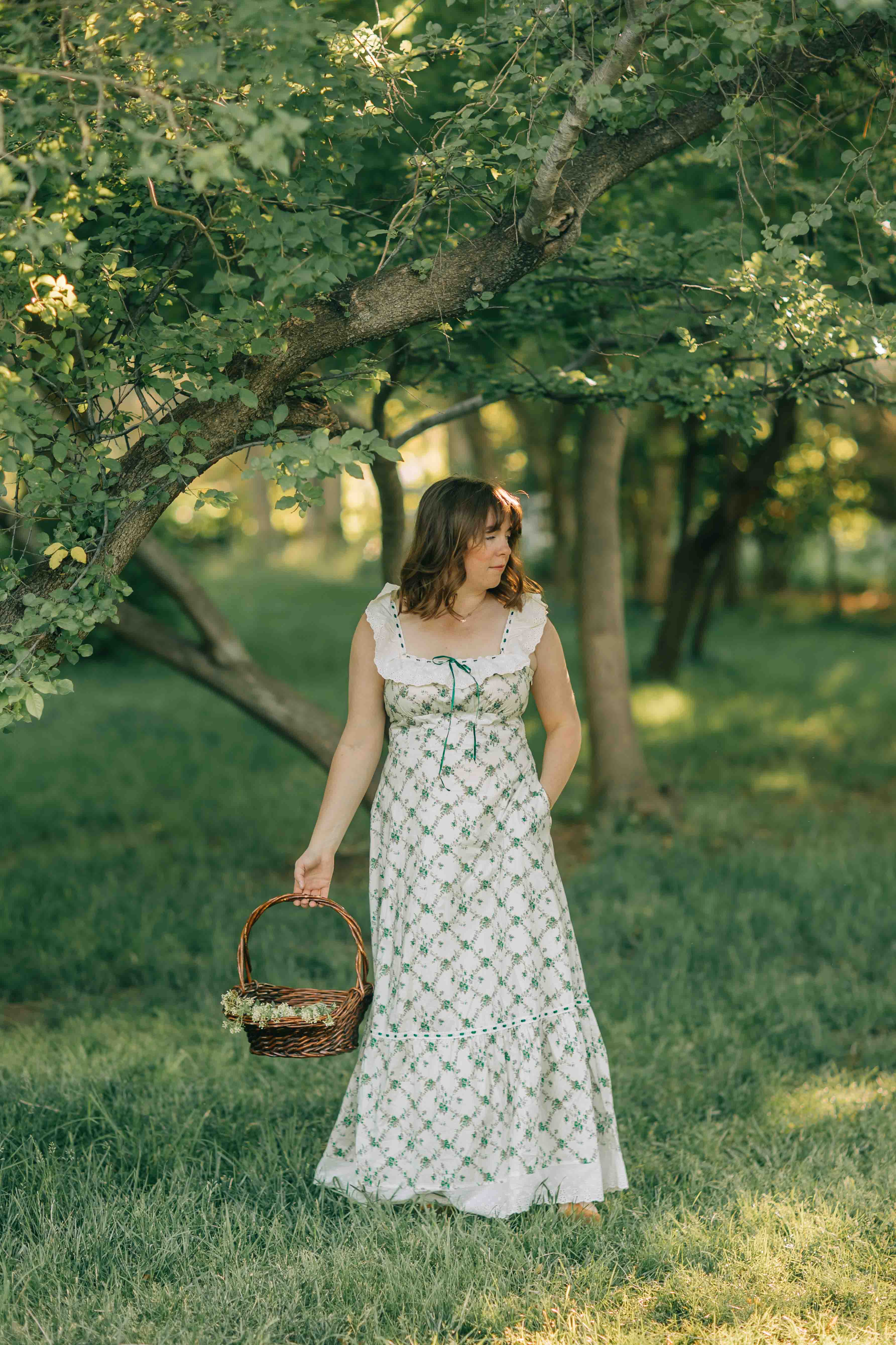 Claire Dress--Green Floral