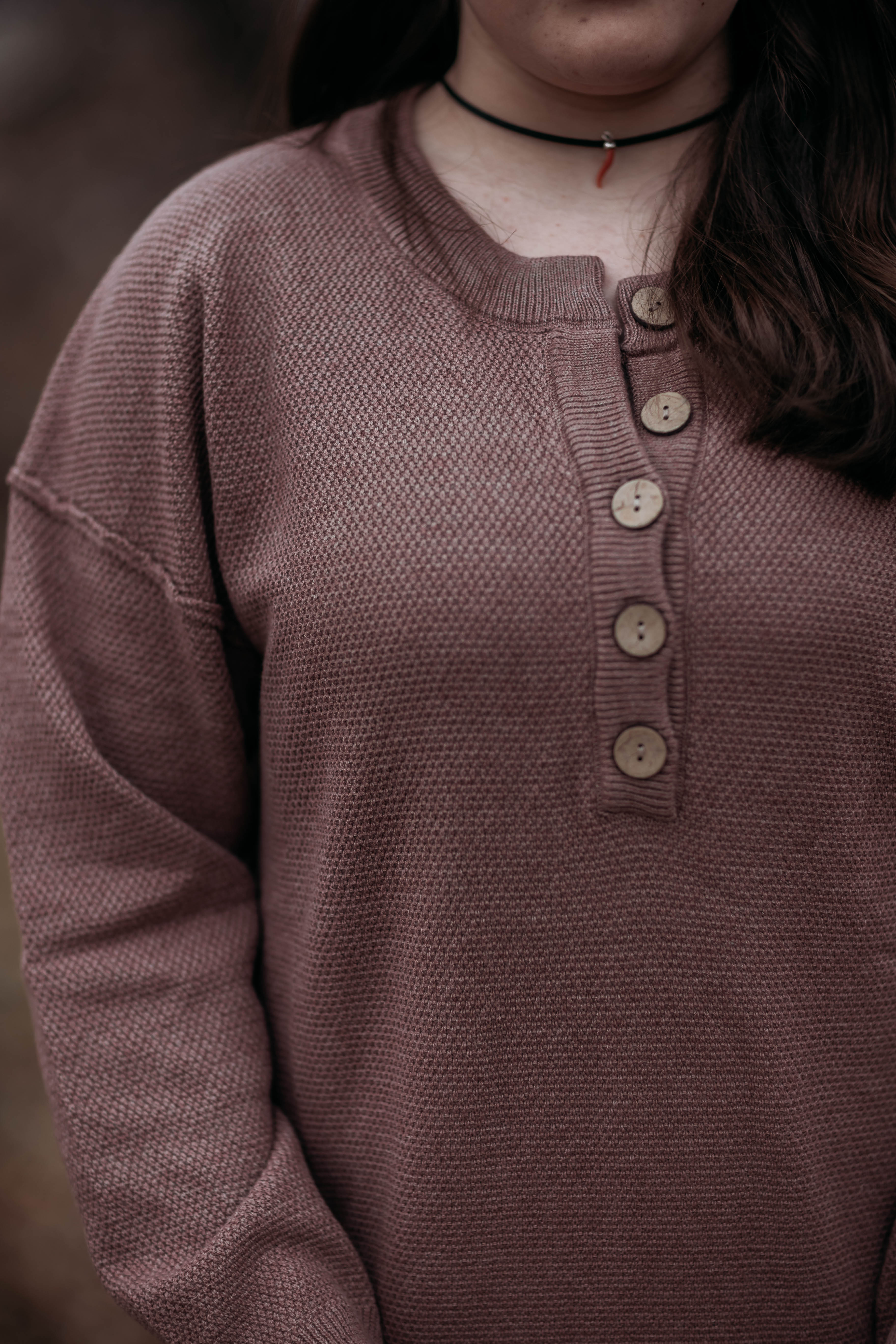 Fawn sweater dress--purple brown