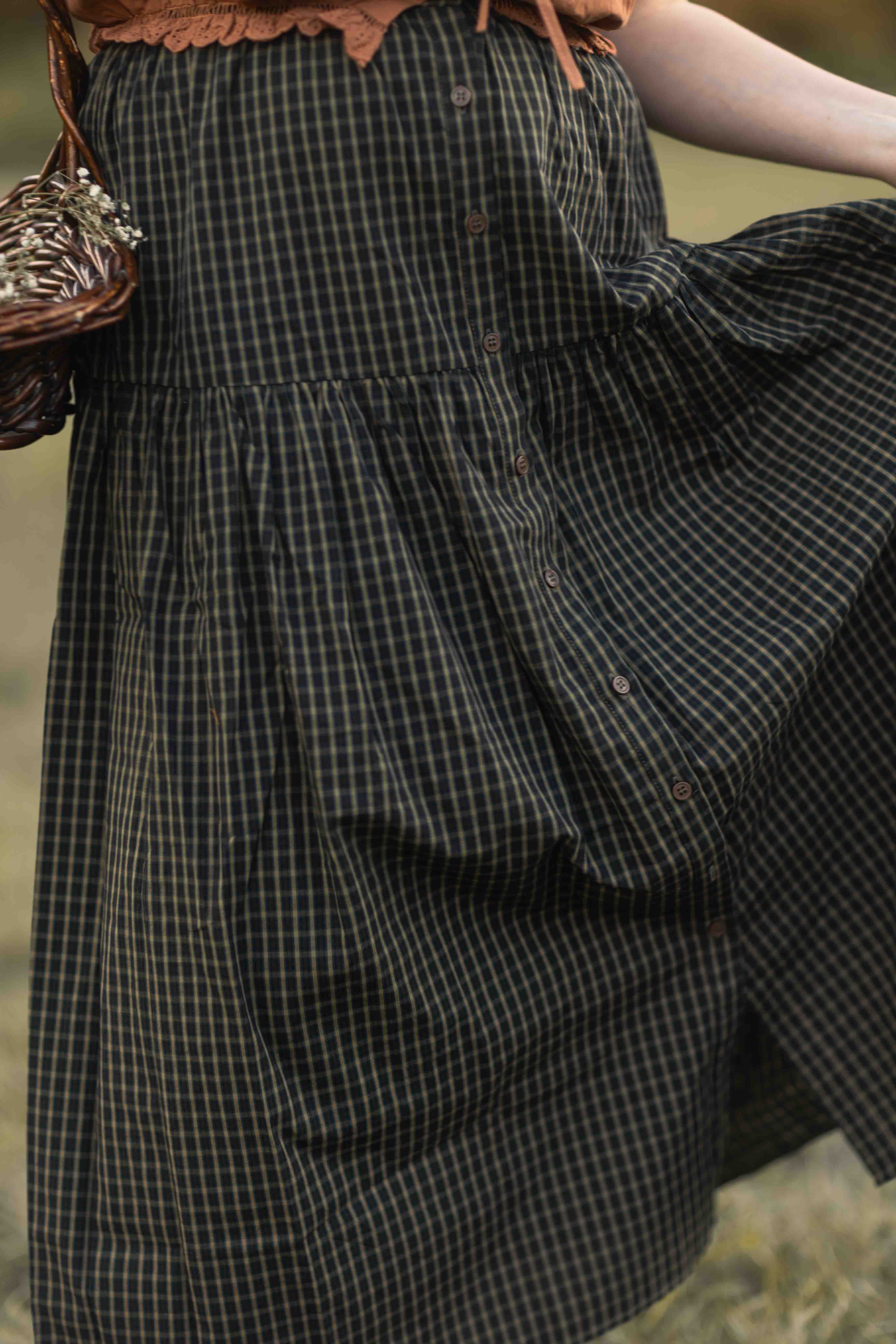Laura Skirt--Navy Plaid