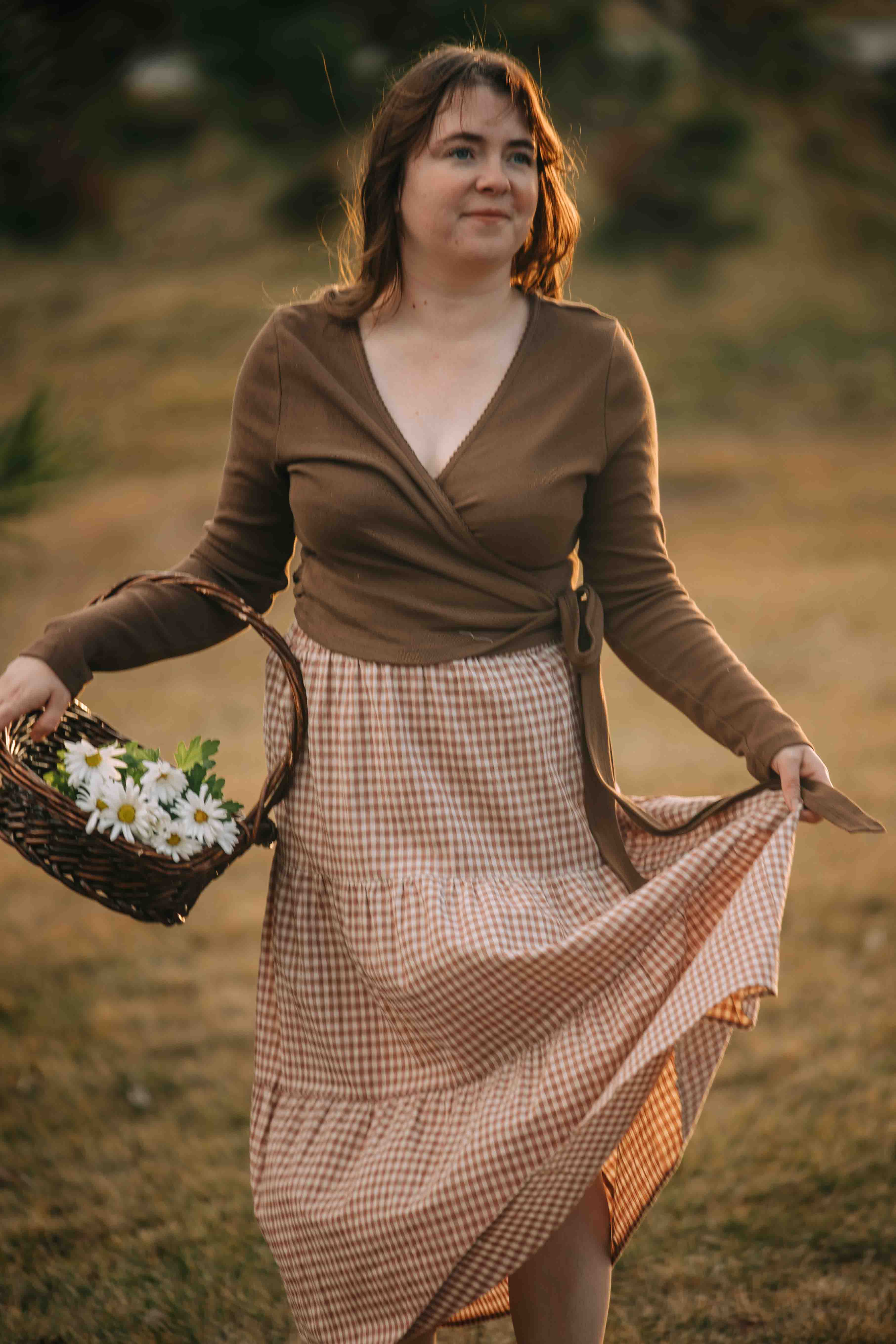 Serena wrap top--brown