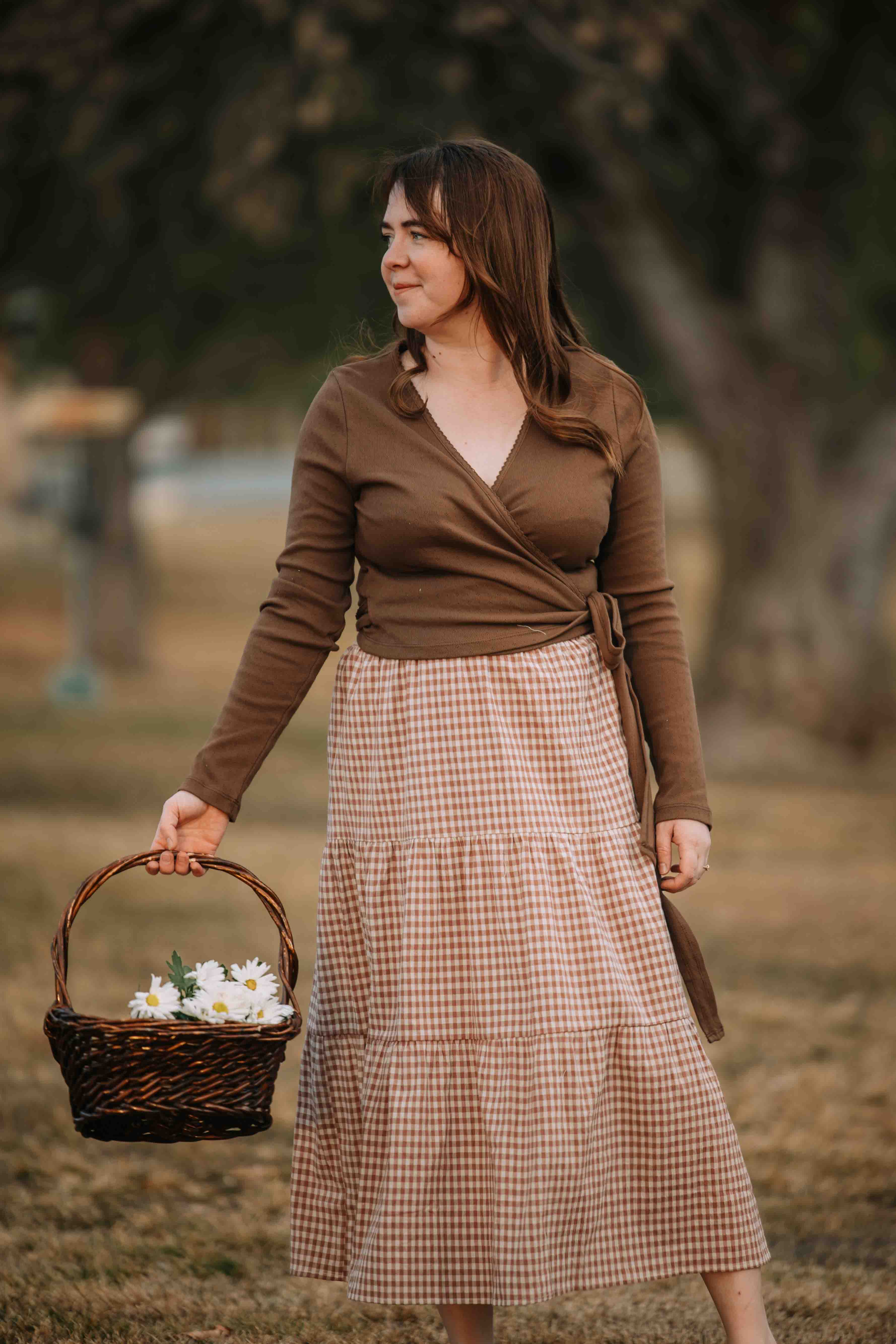 Serena wrap top--brown